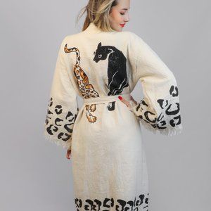Iconium Luxury, Turkish, leopard printed, muslin kimono for women.